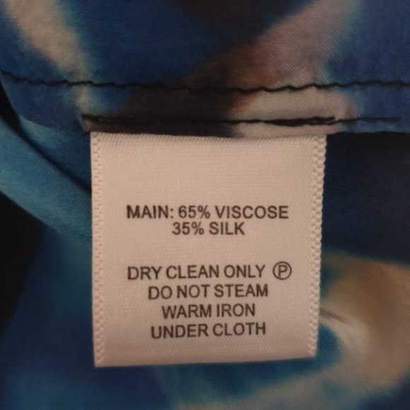 SABA AU-12 Blue/Black Abstract Sleeveless Top Scoop Neck Viscose/Silk Good Condi - Picture 10 of 11